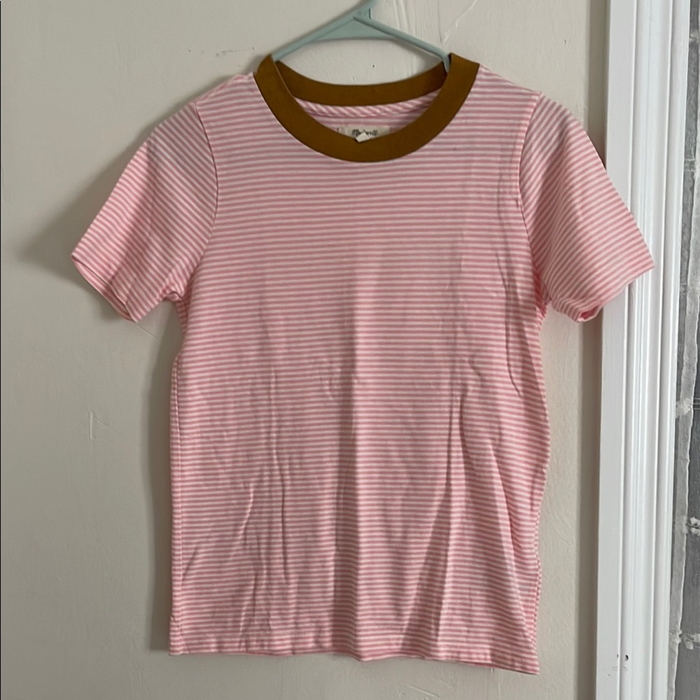 Madewell Pink Striped Short Sleeve Tee XS Pristine!